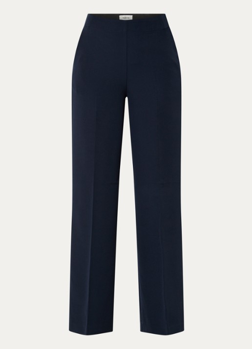 Modström Nelli high waist loose fit pantalon met steekzakken - voorkant donkerblauw