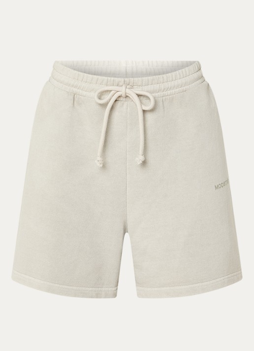 Modström Niarn high waist straight fit korte joggingbroek van  katoen met logo - voorkant 3 lichtgrijs