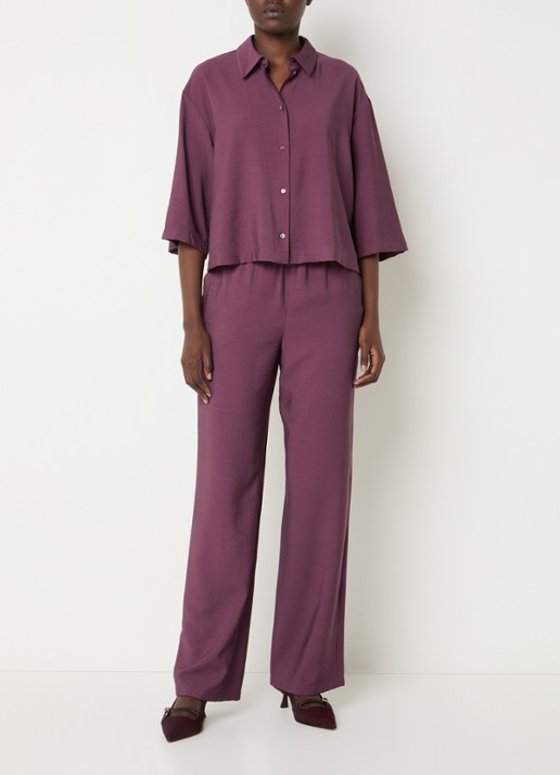Modström Nicki blouse met plooien - voorkant 2 aubergine