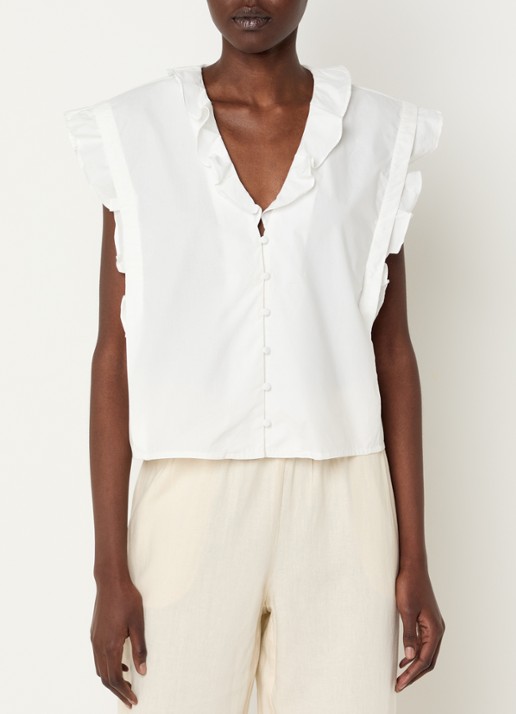 Modström Nikko mouwloze blouse met ruches