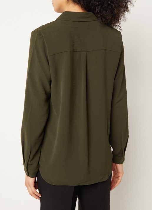Modström Ossa blouse met kraag - achterkant 4 legergroen
