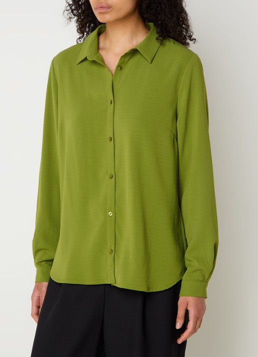 Modström Ossa blouse met kraag - detail lindegroen