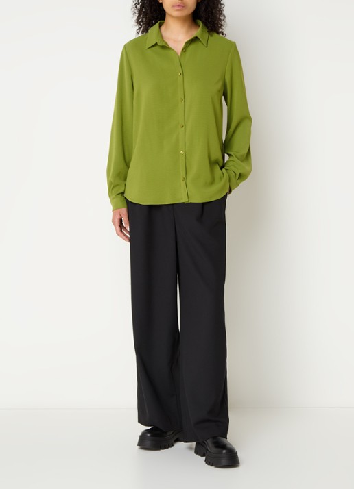Modström Ossa blouse met kraag - voorkant 4 lindegroen
