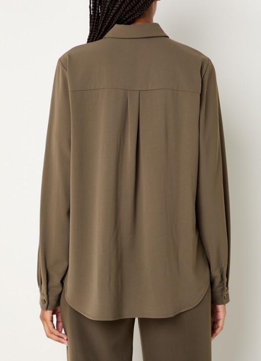 Modström Ossa blouse met kraag - achterkant olijfgroen