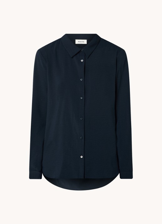 Modström Ossa blouse met kraag - voorkant donkerblauw