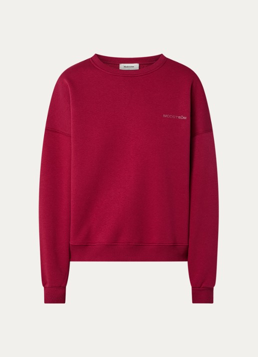 Modström Paula sweater met logo - voorkant 3 donkerrood