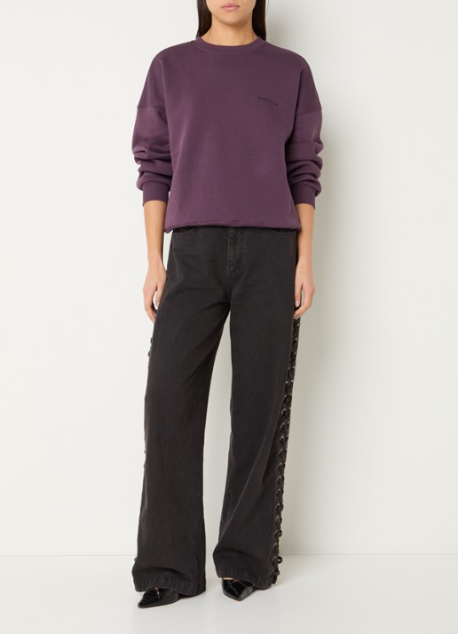 Modström Paula sweater met logo - voorkant 2 aubergine