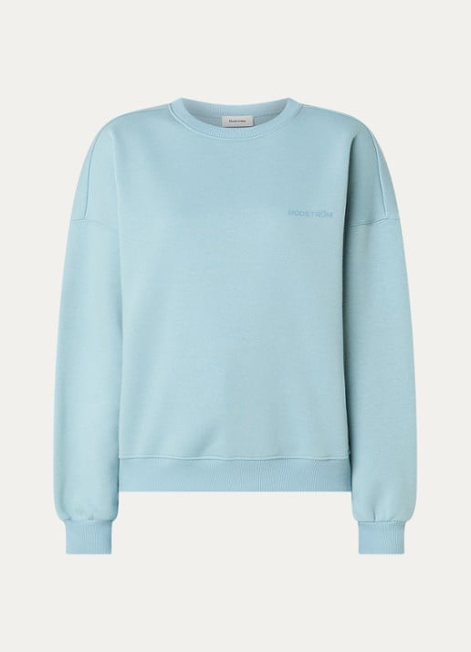 Modström Paula sweater met logo - voorkant aquablauw