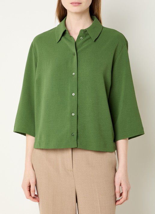 Modström Popel blouse van crêpe met trompetmouw