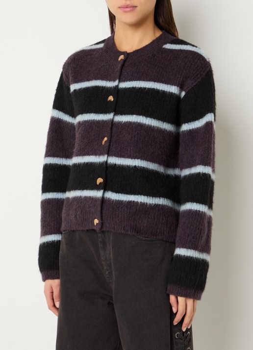 Modström Rafael fijngebreid vest in alpaca wolblend met streepprint