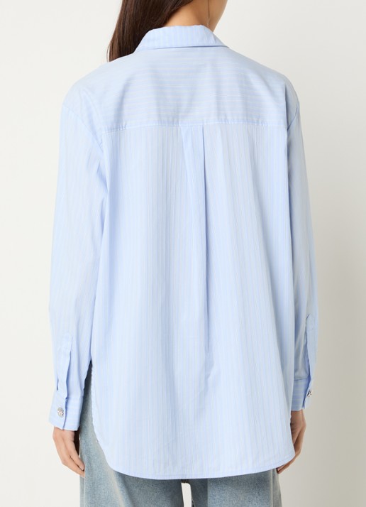Modström Rowan blouse met streepprint - achterkant lichtblauw
