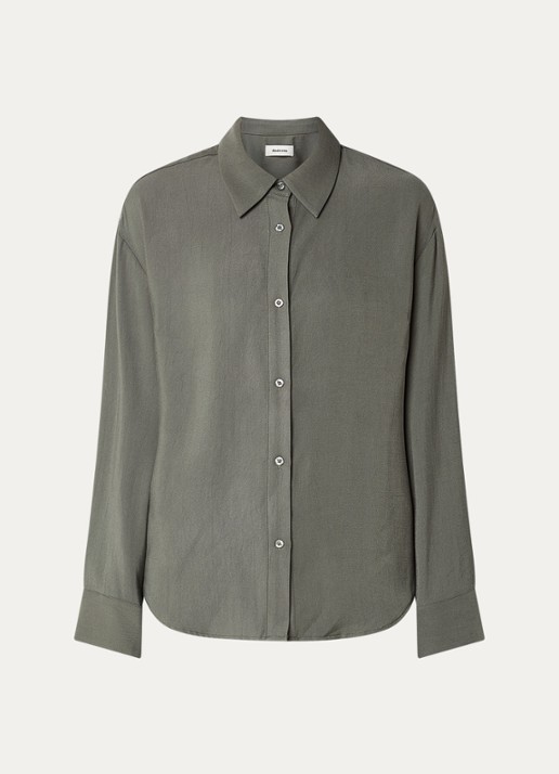 Modström Sebastian blouse met kraag - voorkant 3 legergroen