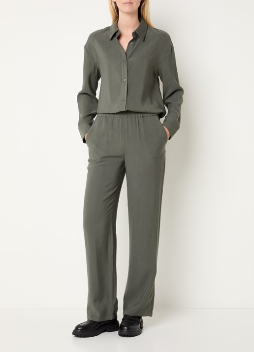 Modström Sebastian blouse met kraag - voorkant 4 legergroen