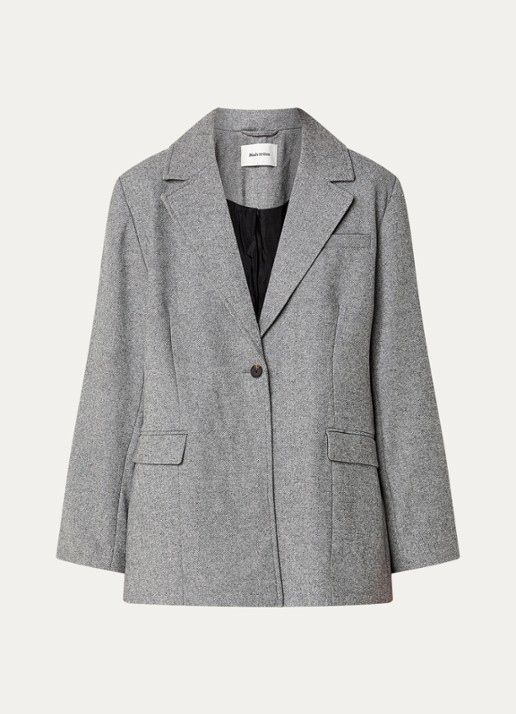 Modström Simon blazer in wolblend met gemêleerd dessin - voorkant grijsmele