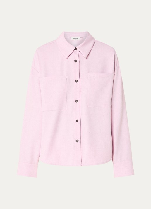 Modström Sophie blouse in linnenblend met borstzakken - voorkant 3 oudroze