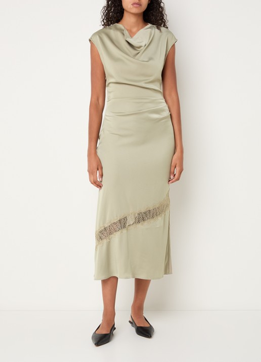 Modström Tailor maxi jurk met watervalhals en details van kant