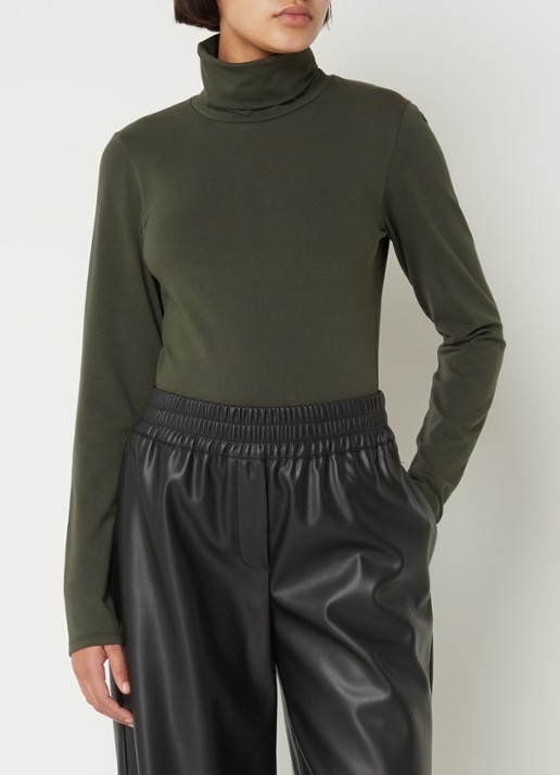 Modström Tanner longsleeve met col - detail donkergroen