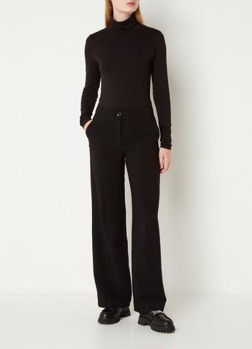 Modström Tanner longsleeve met col - voorkant 3 zwart