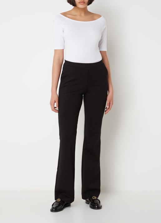 Modström Tansy top met boothals en stretch - voorkant 3 wit
