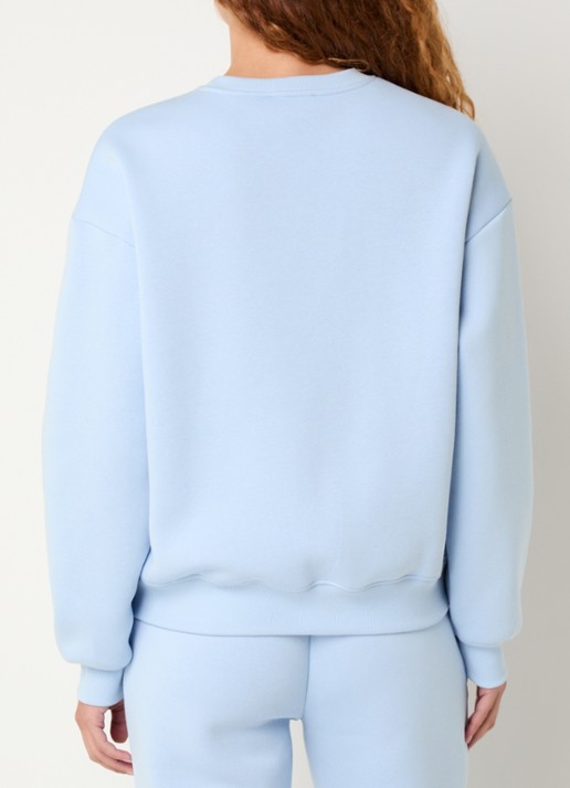 Modström Tia sweater met logoprint - achterkant 3 lichtblauw