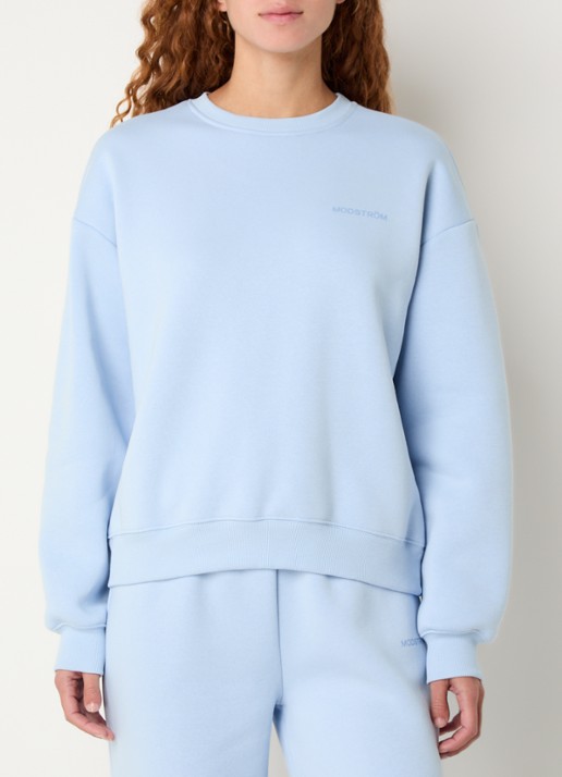 Modström Tia sweater met logoprint - detail 4 lichtblauw