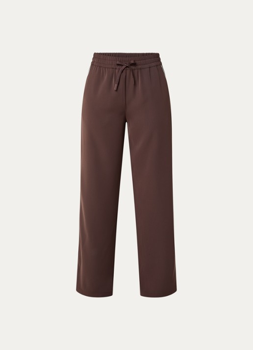Modström Tinnie high waist wide fit trackpants met gestreept detail - voorkant bruin