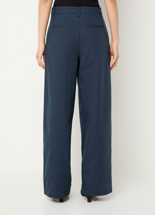 Modström Tore high waist wide fit pantalon met steekzakken - achterkant 3 petrol