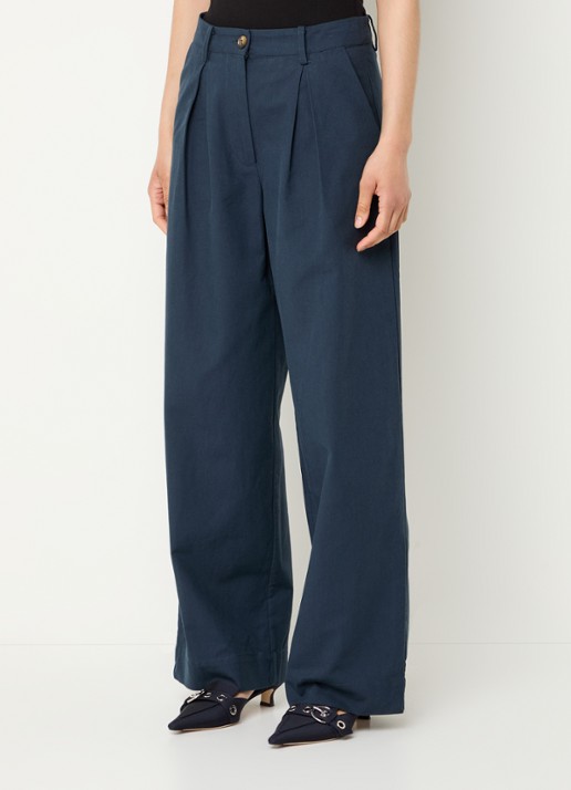 Modström Tore high waist wide fit pantalon met steekzakken - detail 4 petrol