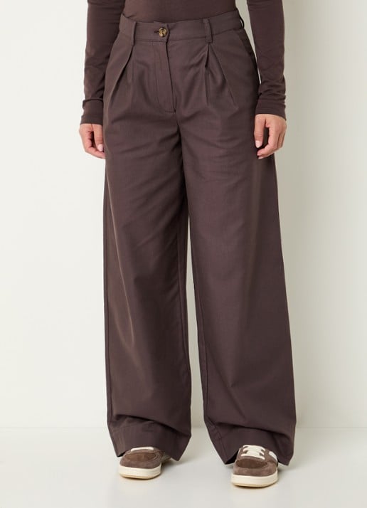Modström Tore high waist wide fit pantalon met steekzakken