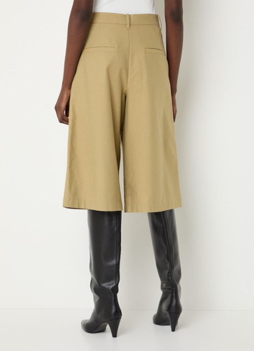 Modström Torem high waist straight fit korte broek met steekzakken - achterkant khaki