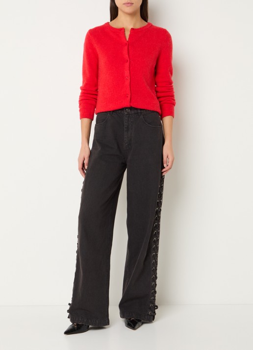 Modström Tree fijngebreid vest in alpaca wolblend - voorkant 2 rood