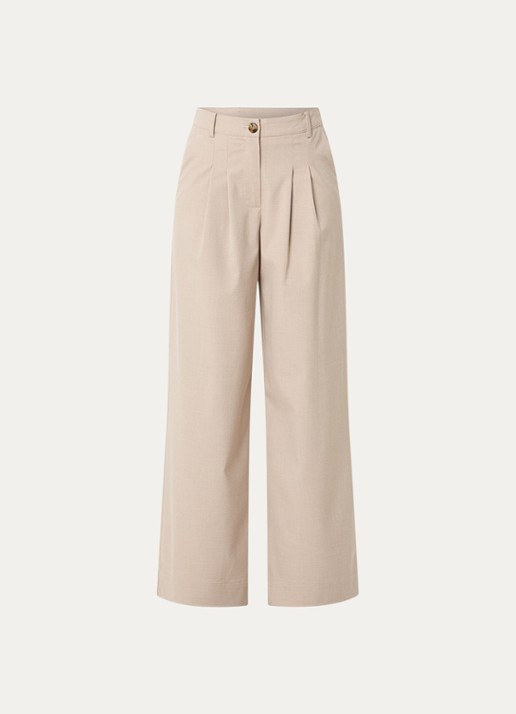 Modström Tuesday high waist loose fit pantalon met steekzakken - voorkant 3 beige