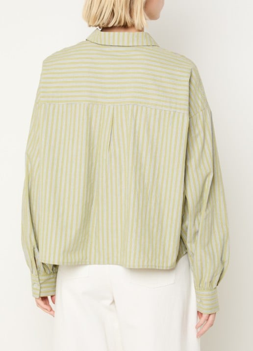 Modström Umeko blouse met streepprint - achterkant 3 lichtgroen