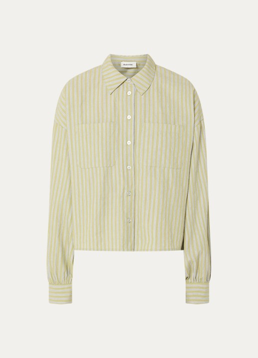 Modström Umeko blouse met streepprint - voorkant lichtgroen