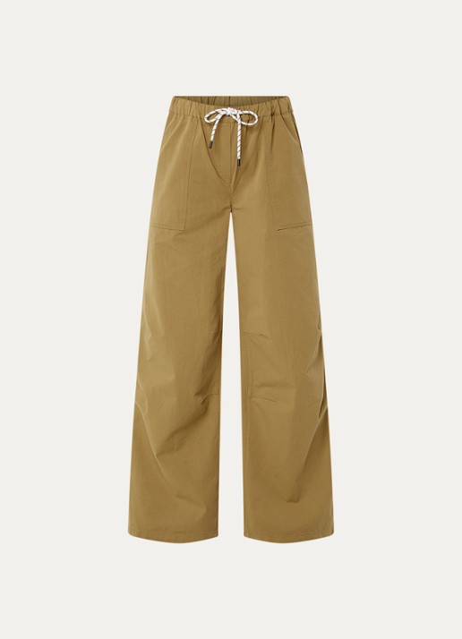Modström Urania high waist loose fit broek met steekzakken - voorkant 3 khaki