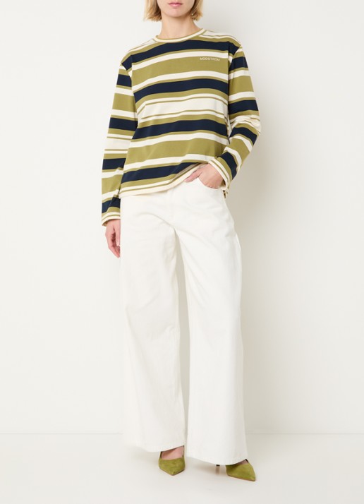 Modström Urban long sleeve met streepprint - voorkant 3 mosgroen