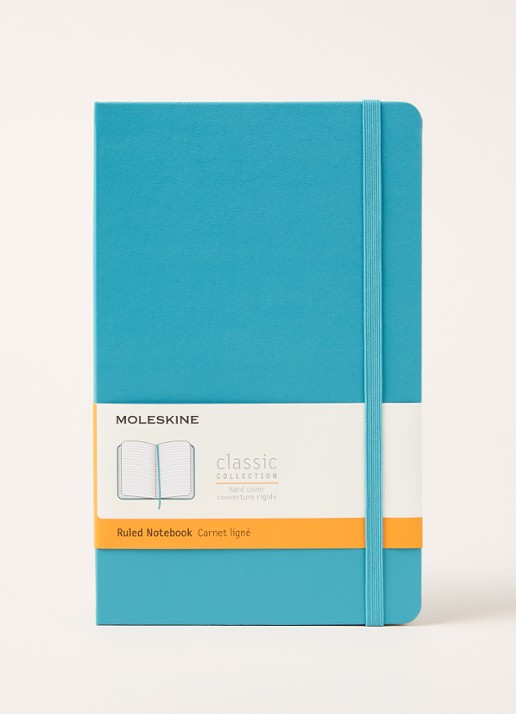 Moleskine Classic L gelinieerd notitieboek - voorkant 3 turquoise