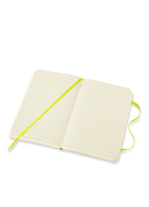 Moleskine Classic Pocket gelinieerd notitieboek 14 x 9 cm - voorkant 3 neongroen