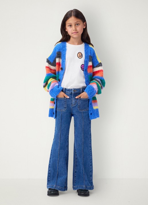 Molo Adina high waist flared jeans van  katoen - voorkant 2 indigo