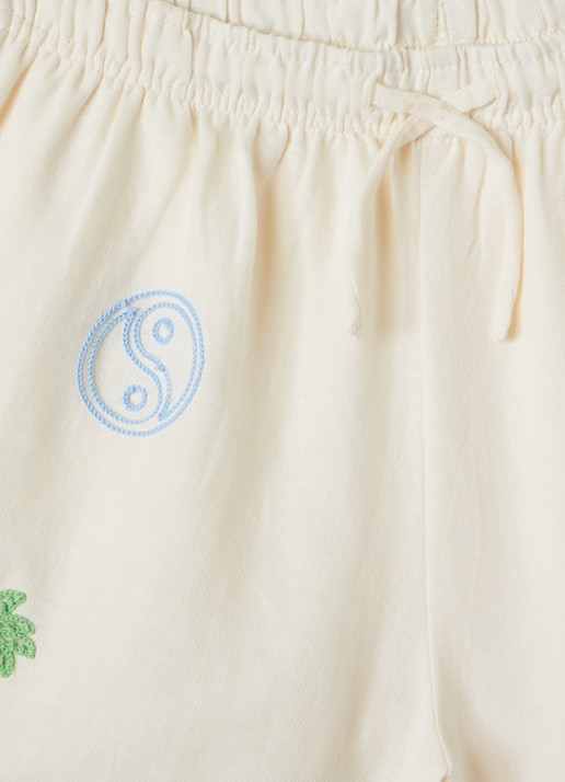 Molo Annabella loose fit korte broek met borduring - detail 3 beige