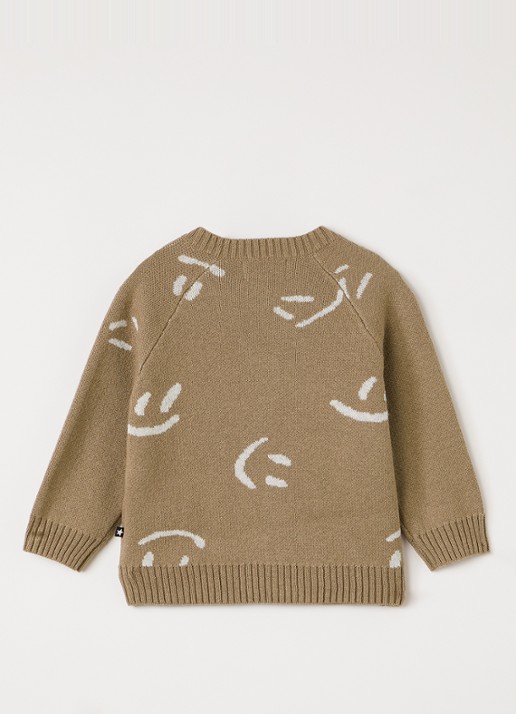 Molo Bobi fijngebreid vest met print - achterkant 3 zand