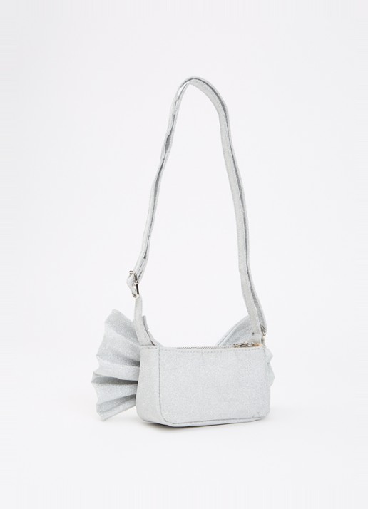 Molo Bow crossbodytas met glitter en strikdetail - achterkant 5 zilver