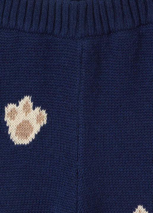 Molo Fijngebreide tapered fit broek in wolblend - detail donkerblauw