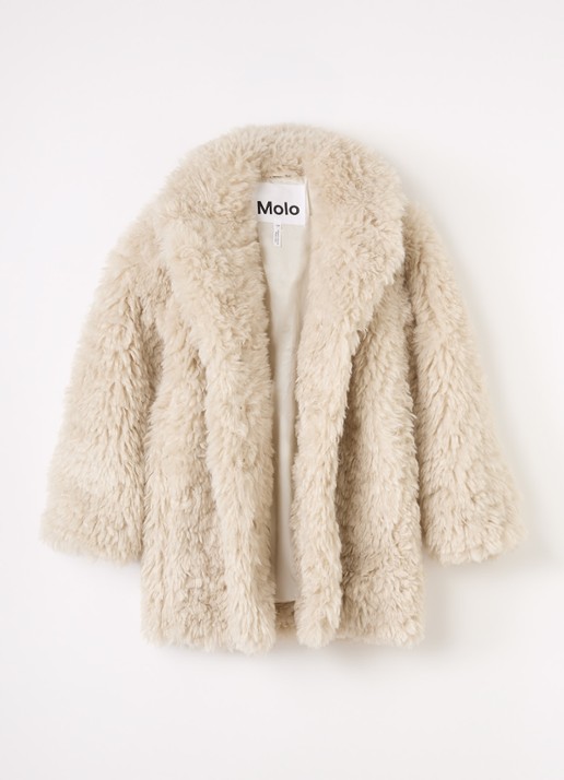Molo Helin mantel van teddy - voorkant 3 beige