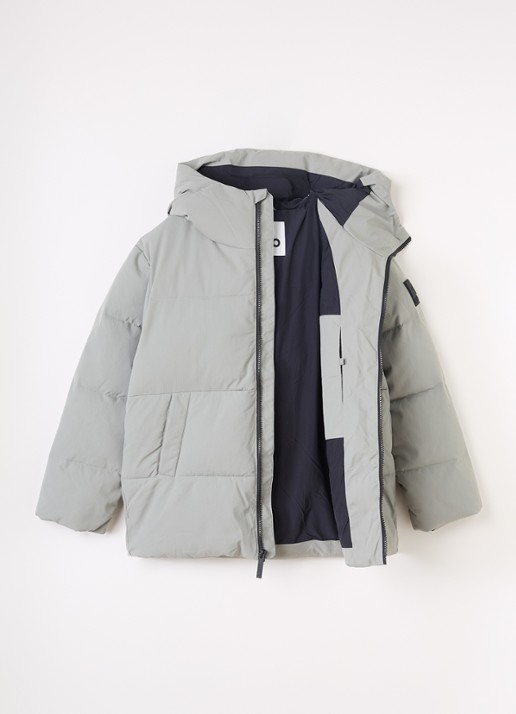 Molo Hilo pufferjack met capuchon - voorkant 3 grijs