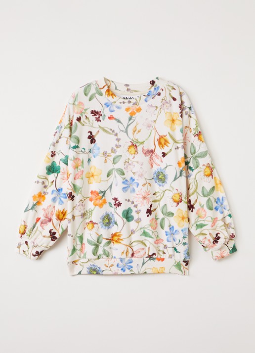 Molo Marika sweater met bloemenprint - voorkant 2 gebroken wit