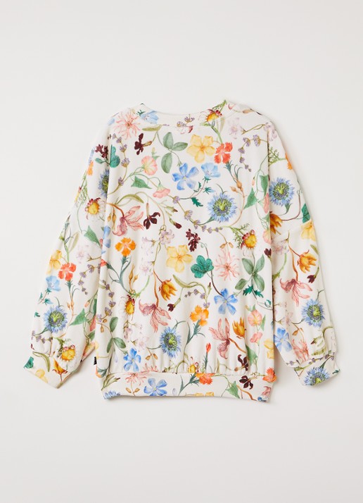 Molo Marika sweater met bloemenprint - voorkant 3 gebroken wit