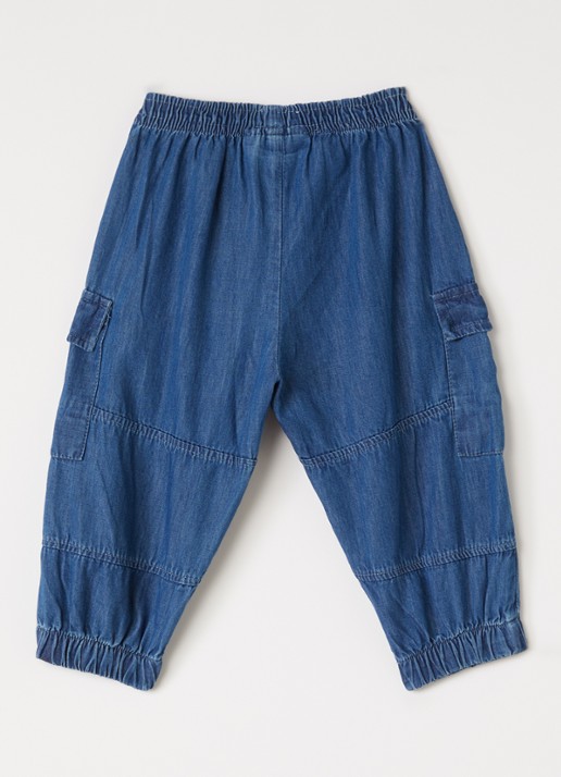Molo Sae tapered fit cargobroek van chambray - voorkant 2 indigo