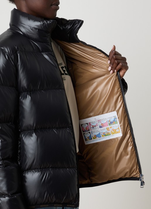Moncler Abbadia puffer jack met donsvulling en ritszakken - detail 3 zwart
