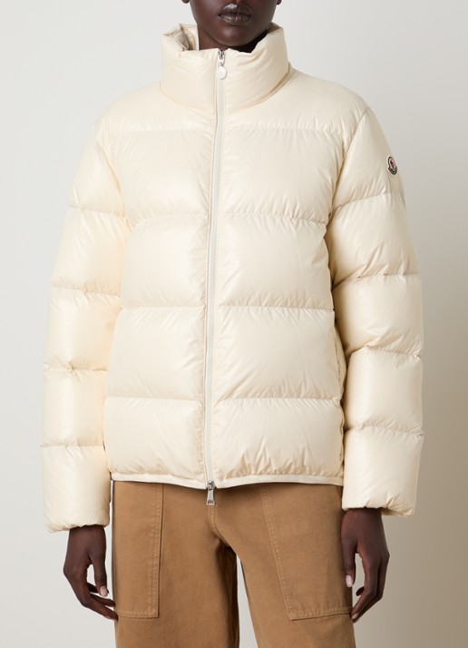 Moncler Abbadia puffer jack met donsvulling en ritszakken - detail 2 beige